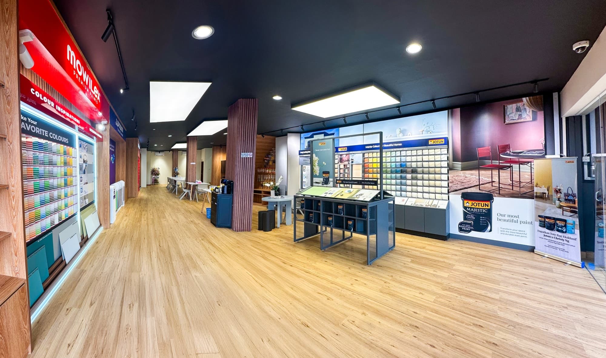 Store interior with brand displays